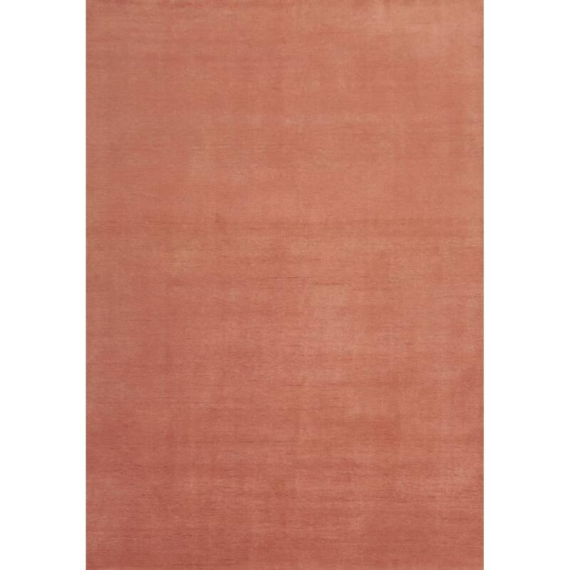 Solid Modern Coral Gabbeh Vegetable Dye Area Rug 9x12 - 12' 1'' X 9' 0''