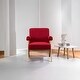 preview thumbnail 2 of 13, Fabric Leisure Chair with Solid Wood Armrest and Feet