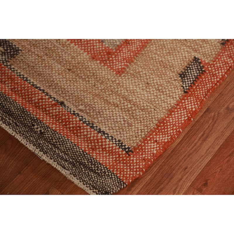 Hand Woven Oriental 100% Jute Carpet Southwestern Modern Brown Kilim Area Rug - 9' 9'' X 8' 8''