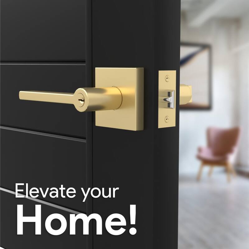 Mega Handles PRIME Entry Door Lever Handle Set – Reversible Square Door Lock for Left- or Right-Handed Doors, Heavy-Duty Design