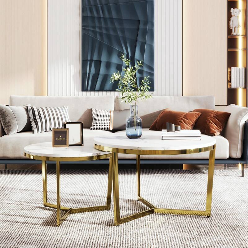 Modern 2-Piece Nesting Coffee Table Set