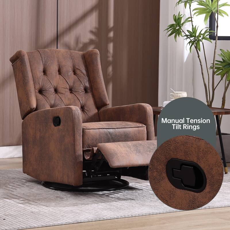 Swivel Glider Rocking Recliner Chair with 360° Rotation, Adjustable Recline and Ergonomic Design
