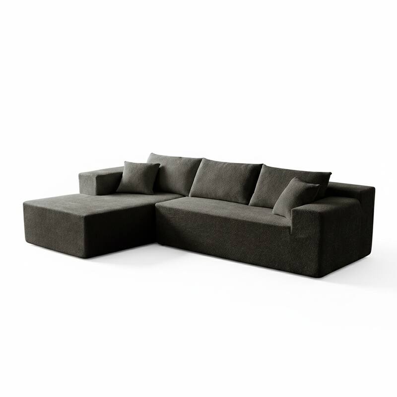 103.54" L-Shaped Modern High-Density Sponge Velvet Modular Sectional Sofa with Chaise & Pillows
