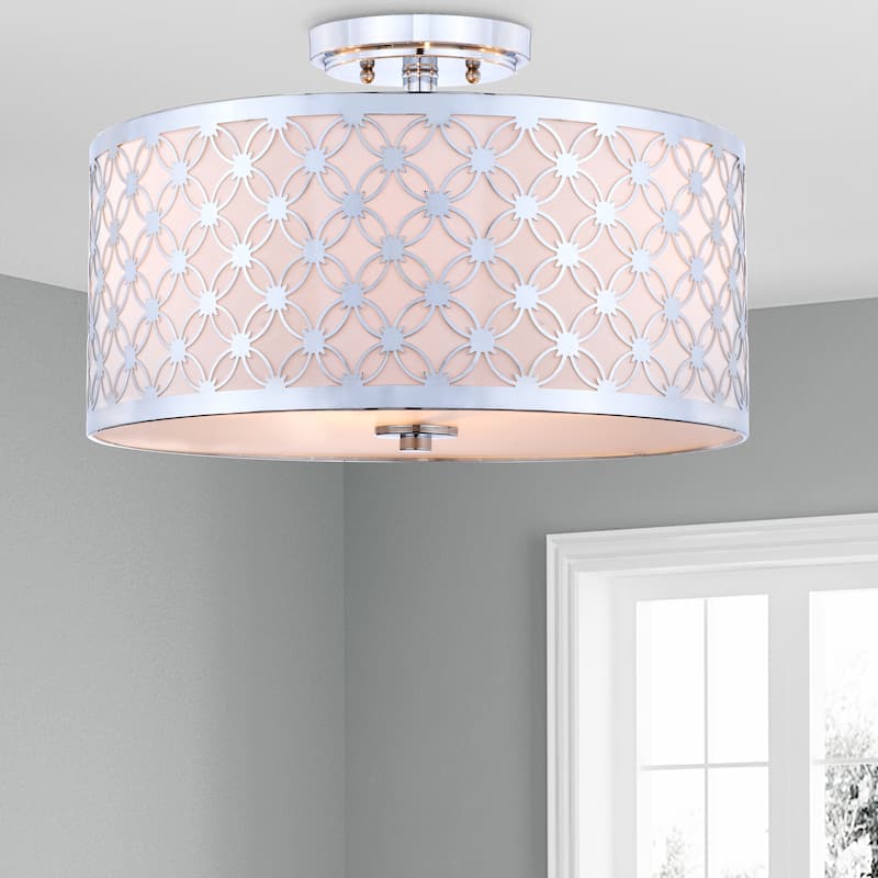 SAFAVIEH Lighting Godeleine 3-Light Silver Flush Mount - 16" x 16" x 10.25" - 16Wx16Dx10H