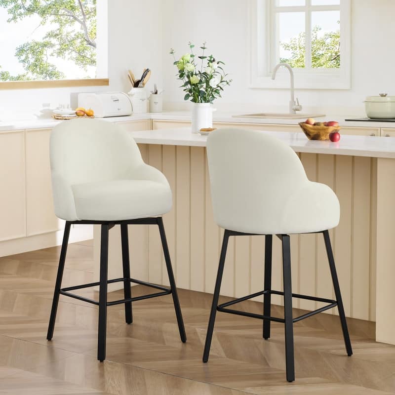 Spruce & Spring Amari Swivel Upholstered Counter Bar Stool with Thickened Cushion