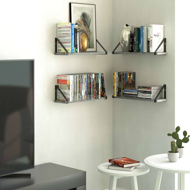 Wallniture Ponza 17" x 4.5" Floating Shelves for Living Room, Wall Storage