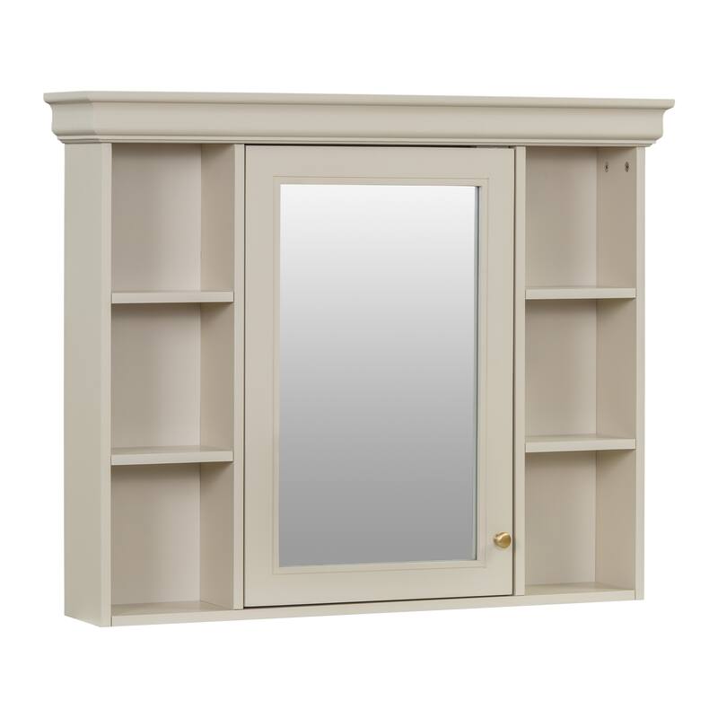 GDFStudio - Valence Modern Wall-Mounted Bathroom Storage Cabinet with Mirror and Open Shelves - 35'' x 28''