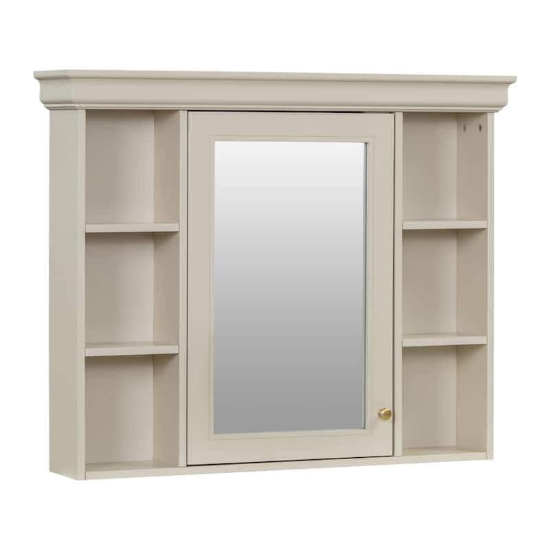 Modern Bathroom Wall Cabinet with Mirror,Medicine Cabinet with 6 Open Shelves