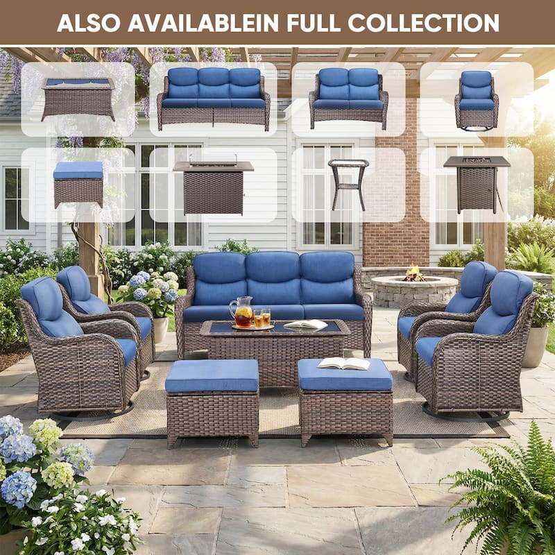 Pocassy Outdoor Patio Loveseat All-Weather Wicker Loveseat with Cushions