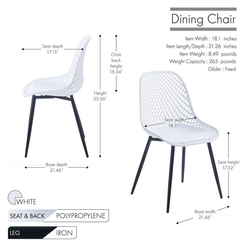Porthos Home Egil Dining Chairs Set Of 2, Plastic Back, Iron Legs