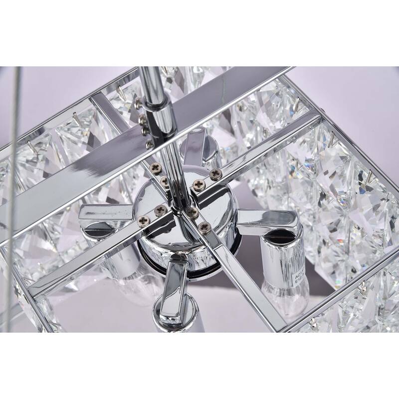 4-Light Chrome Cage Chandelier With Clear Crystals