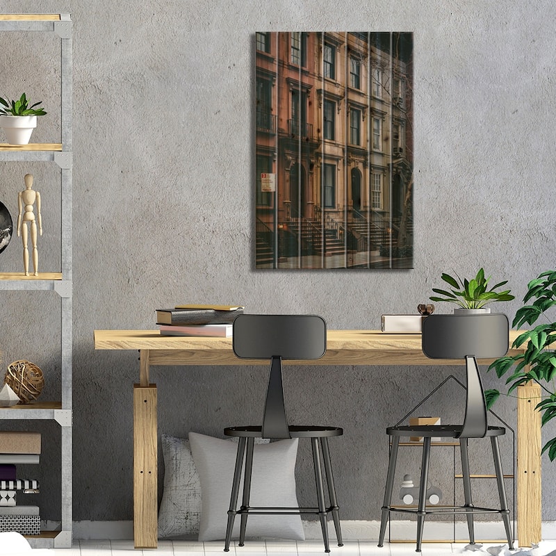 Ues Brownstones Print On Wood by Jon Bilous - Multi-Color