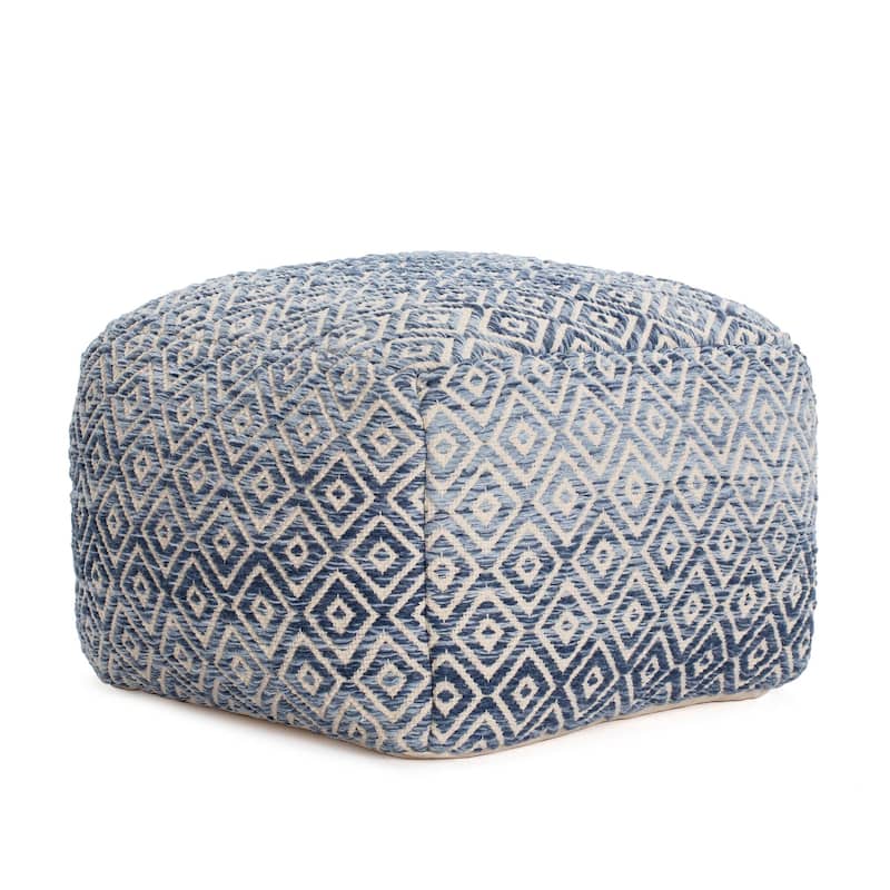 Jani Rhombus 22-inch Brown Square Pouf Ottoman - Handmade Footrest for Living Room, Bedroom, Nursery, Kidsroom