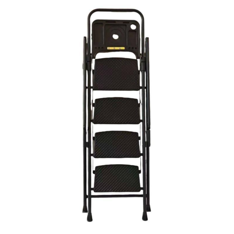 Black Folding 4 Step Stool with Non-Slip Wide Pedals