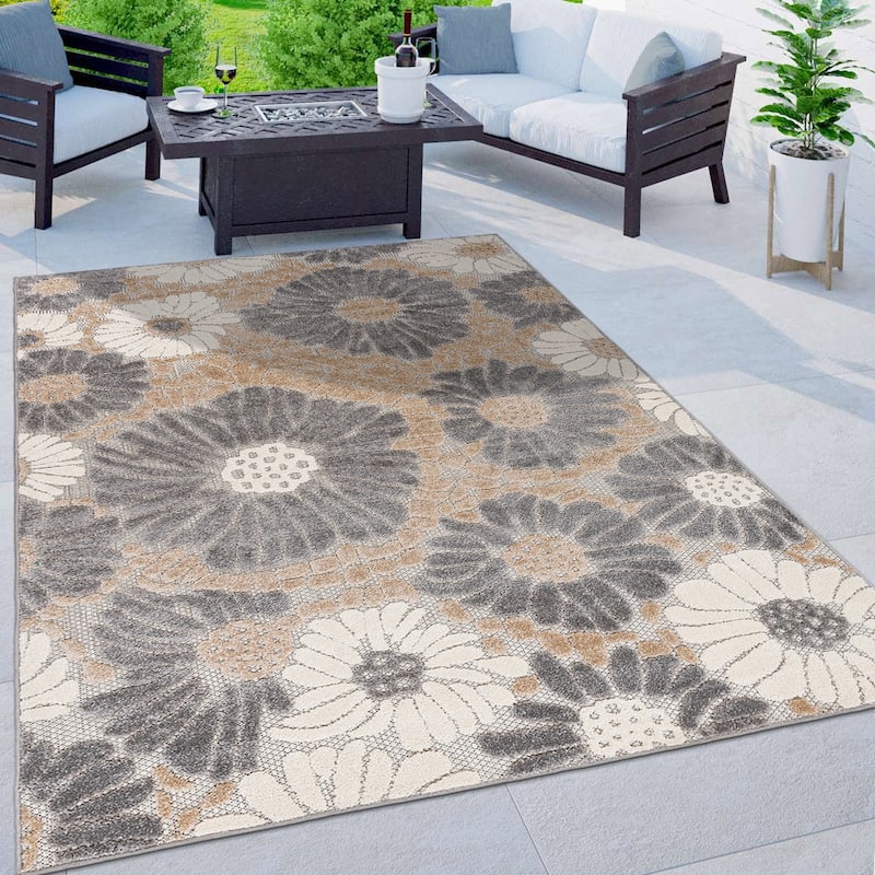 World Rug Gallery Palermo Modern Floral Indoor/Outdoor Area Rug