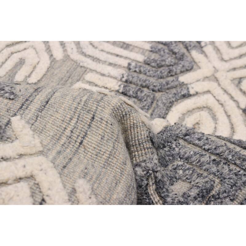 ECARPETGALLERY Hand-knotted Tangier Light Grey Wool Rug - 5'2 x 8'0