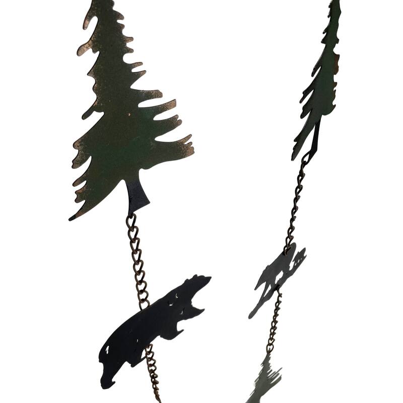 Set Of 2 Rain Chains With Bears And Trees, 52-Inch, Decorative - 4 X 52 X 0.25 inches