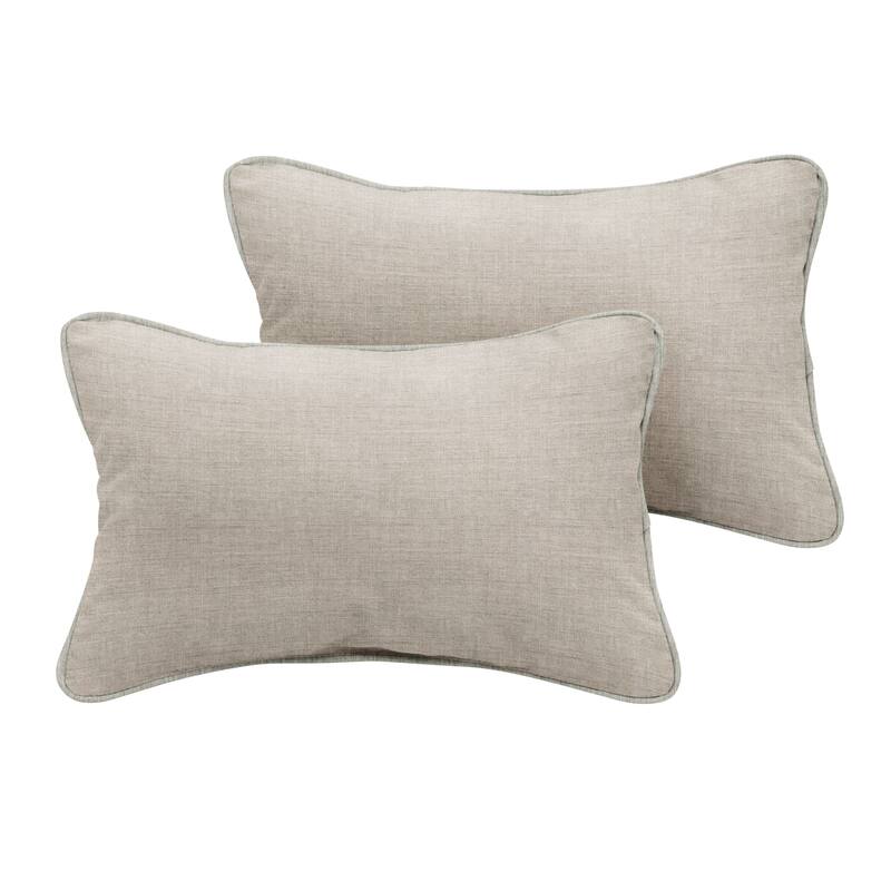 Sunbrella Cast Silver Corded Indoor/ Outdoor Pillows (Set of 2) - 12 in x 24 in