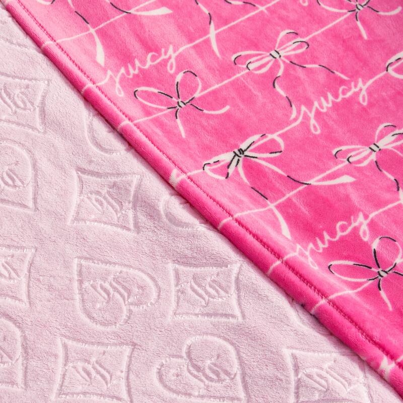 Juicy Couture Royal Embossed/Bow Plush 2-Piece Throw Blankets