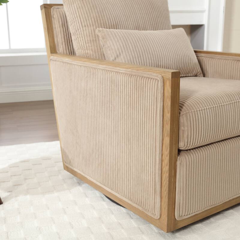 Camel 26.77" Swivel Barrel Chair with Hardwood Frame