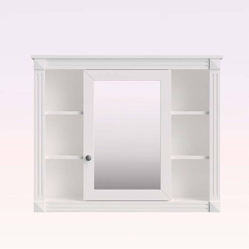 Functional Design Wall Mounted Bathroom Storage Cabinet with Mirror,6 Open Shelves,for Enhanced Organization