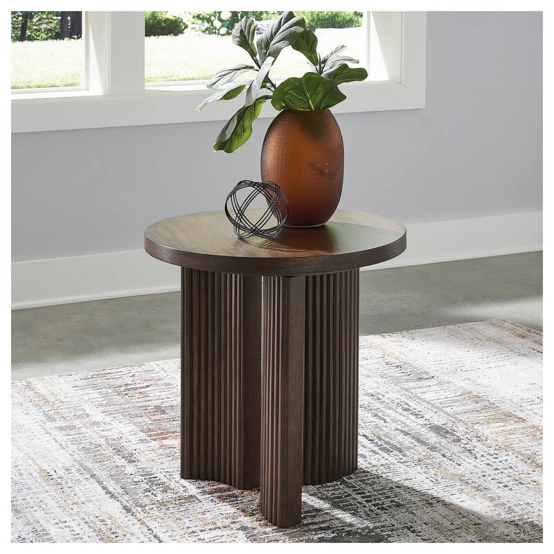 Signature Design by Ashley Korestone Dark Brown End Table - 24"W x 24"D x 24"H - Wood/MDF - 24"W x 24"D x 24"H - Dark Brown