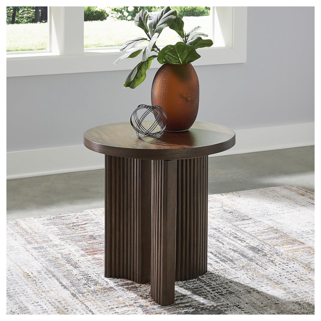 Signature Design by Ashley Korestone Dark Brown End Table - 24"W x 24"D x 24"H