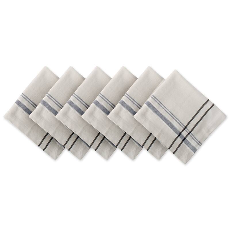 Design Imports Black French Stripe Napkin Set (Set of 6) - Black