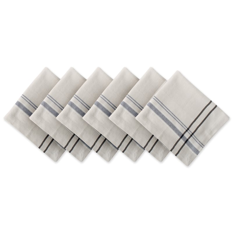 Design Imports Black French Stripe Napkin Set (Set of 6) - Black