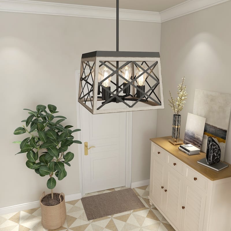 Industrial Modern 4 Light Geometric Pendant Hanging Light