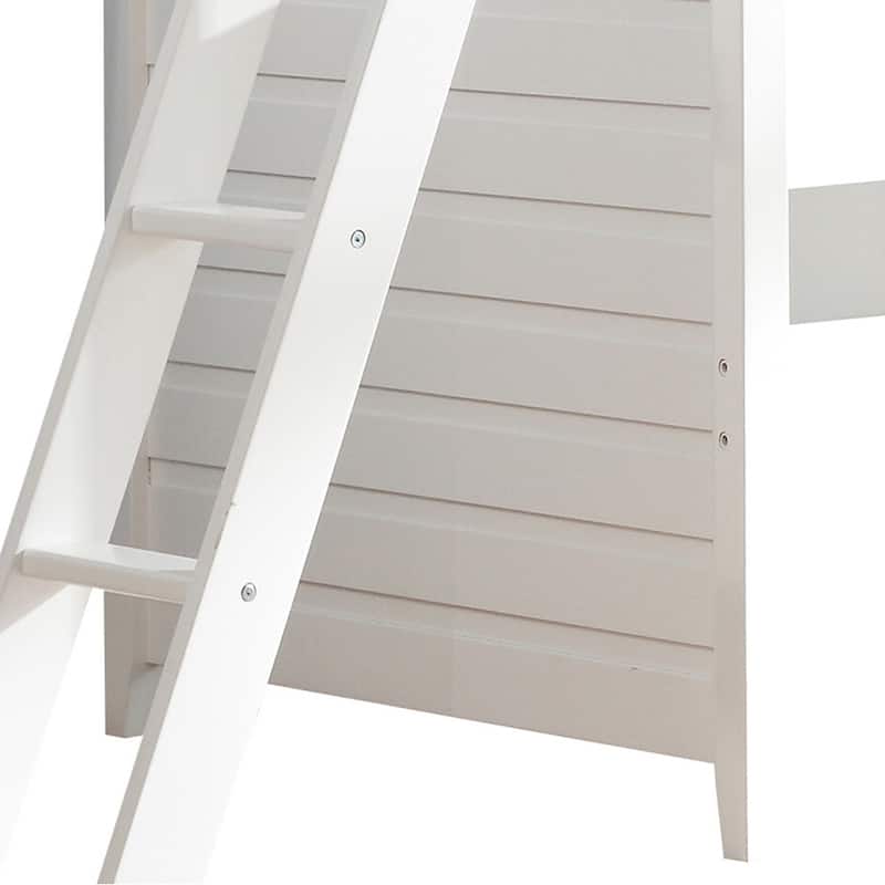 Cassidy White Twin Loft Bed with Desk