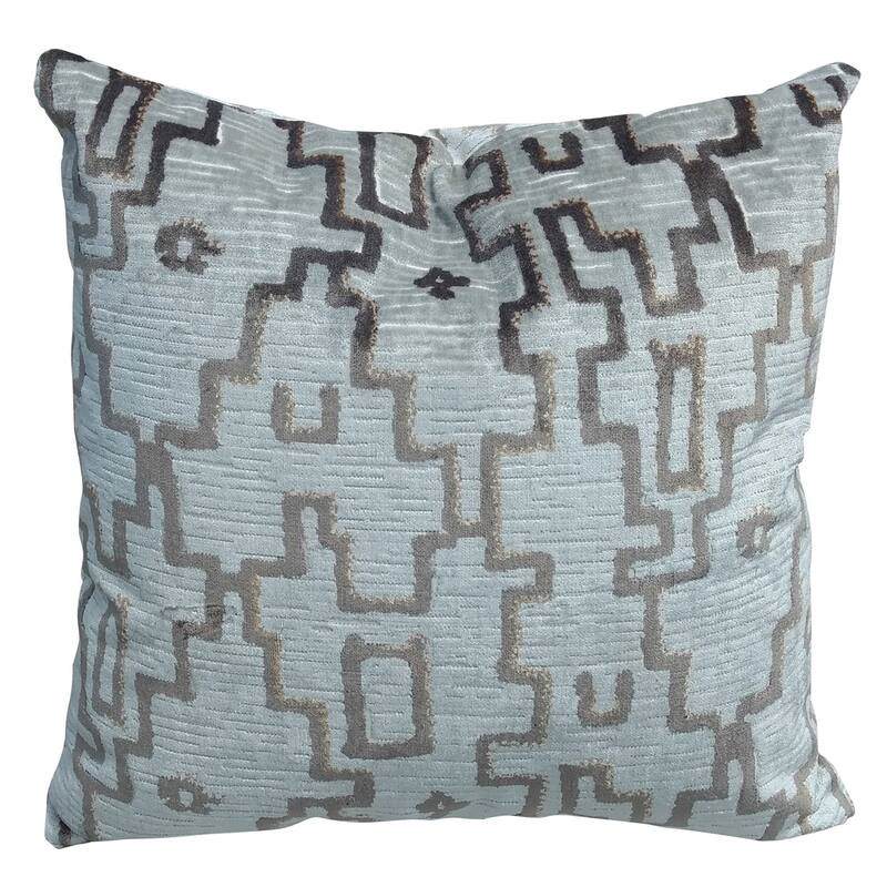 Harp & Finial Venturo Zinc Pillow - Multi - Down Feather Insert - Feather - Accent - Blue, Graphite Gray, Tan