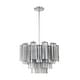 preview thumbnail 1 of 5, Addis 6 Light Polished Chrome Chandelier - 19.75"W x 14"H x 19.75"D