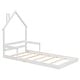 preview thumbnail 8 of 7, White Twin Size Pine Wood House-Shaped Headboard Floor Bed with Handrails and slats for Bedroom