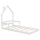 preview thumbnail 8 of 7, White Twin Size Pine Wood House-Shaped Headboard Floor Bed with Handrails