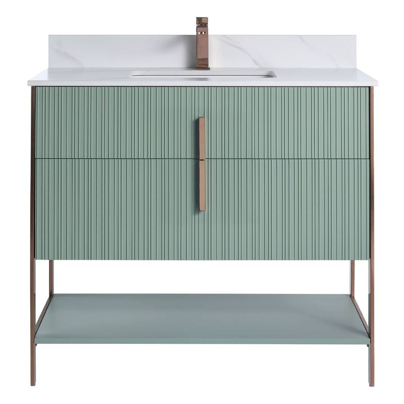 Fine Fixtures Serenity Modern Bathroom Vanity with White Carrara Stone Top