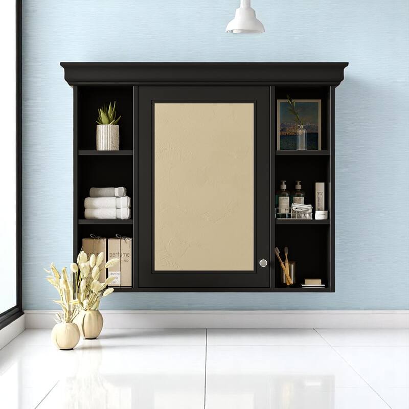 Modern 35" Bathroom Wall Cabinet with Mirror, 6 Shelves for Storage, Over Toilet Cabinet