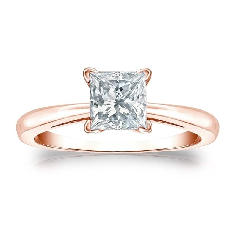 Auriya 2ctw Princess-Cut Solitaire Diamond Engagement Ring 14k Gold GIA Certified - 4 - Rose