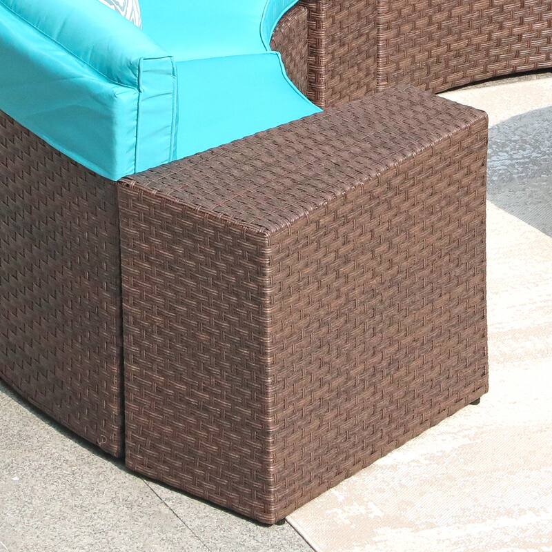 2-piece Outdoor Wicker Arm Table Patio Side Table
