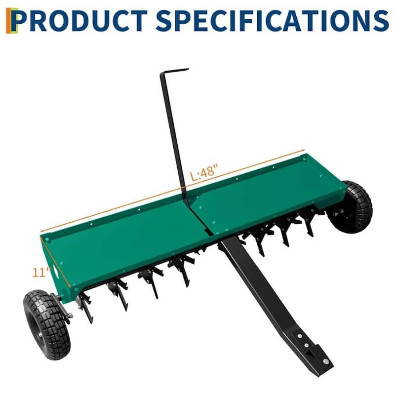 48 in Tow Behind Core Aerator, Pull Behind Plug Aerator for Grass Yard Clay Soil