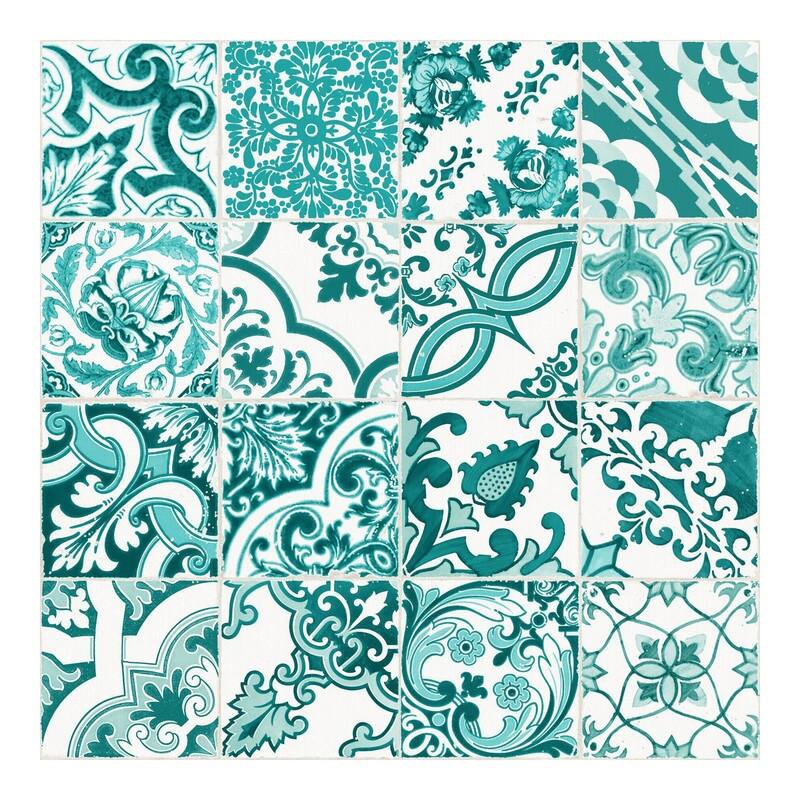 ESTA Home Cohen Turquoise Tile Wallpaper - 20.5 x 396 x 0.025