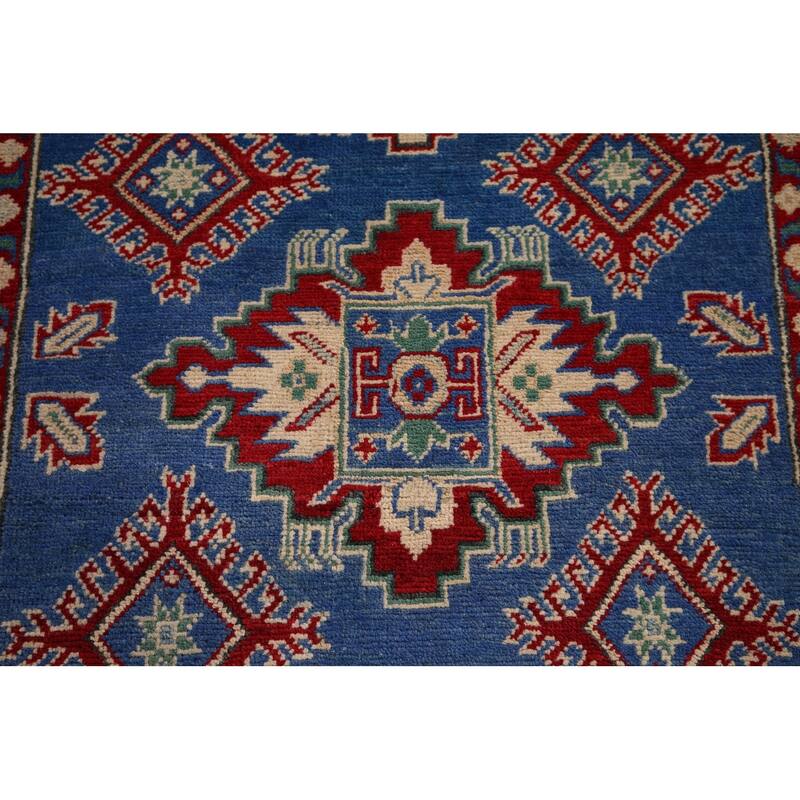 Blue Kazak Oriental Foyer Rug Handmade Wool Carpet - 3'4" x 5'1"