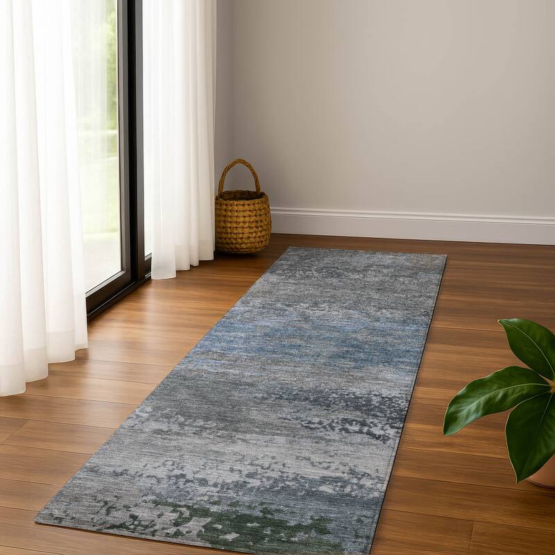 Premium Washable Super Soft Modern Casual Mayfield Rug - Pewter - 2'3" x 7'6"