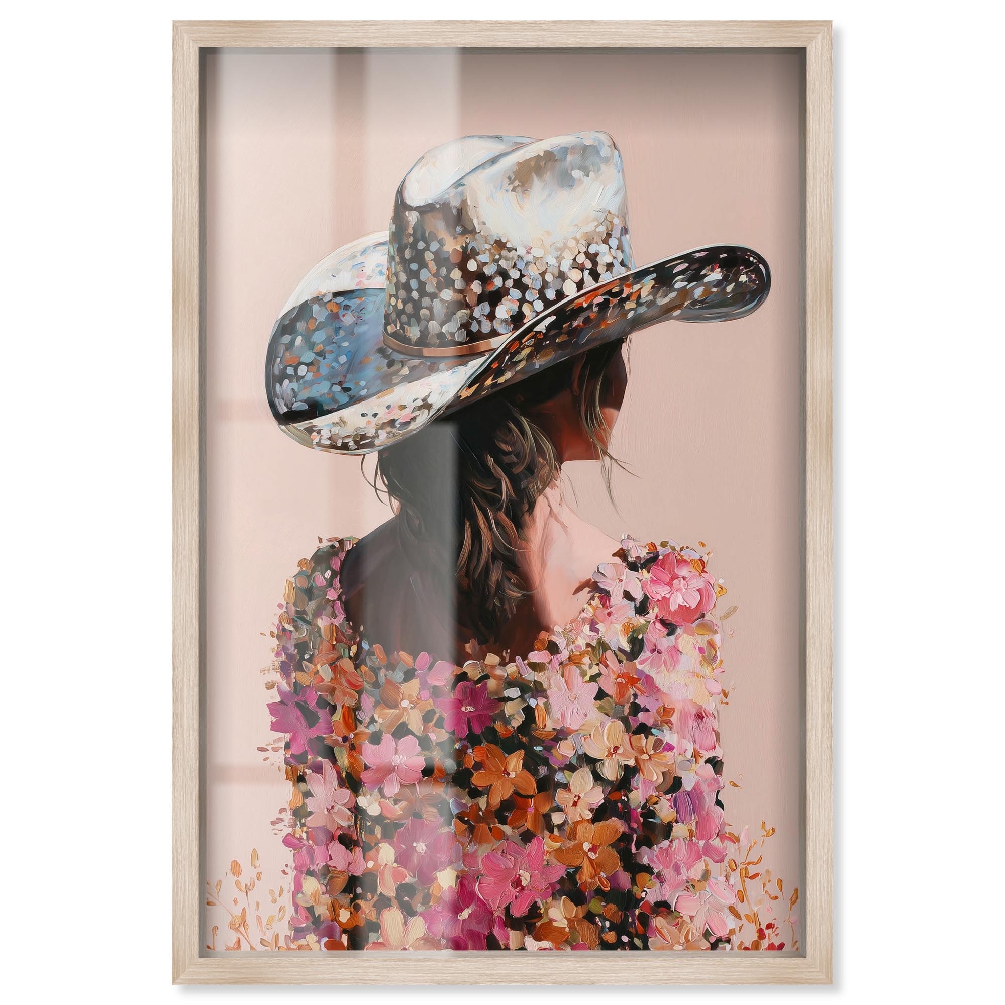 Shimmering Cowgirl Blossom Pink Decor Shadowbox Print by Art Remedy