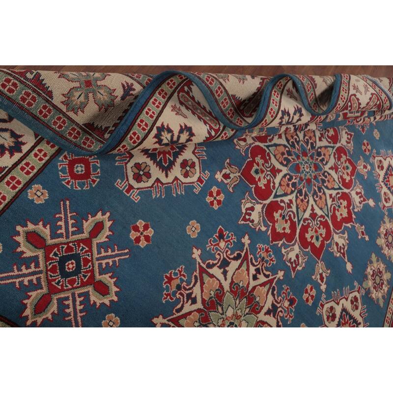 Blue Kazak Oriental Area Rug Handmade Bedroom Wool Carpet - 8'5" x 10'7"
