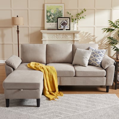 Jarenie 79.72" L Shaped Sofa with Storage Ottoman for Living Room