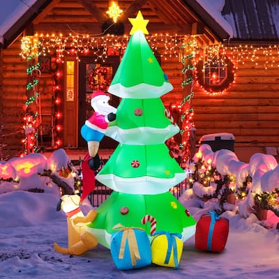 Costway 7 FT Inflatable Christmas Tree with Santa Claus & Dog - See Details