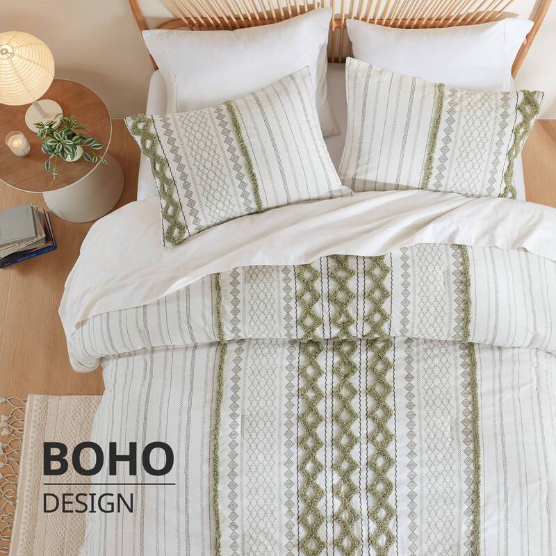 GDF Studio - Aruda Global Cotton Chenille Comforter Set with Tufted Detailing
