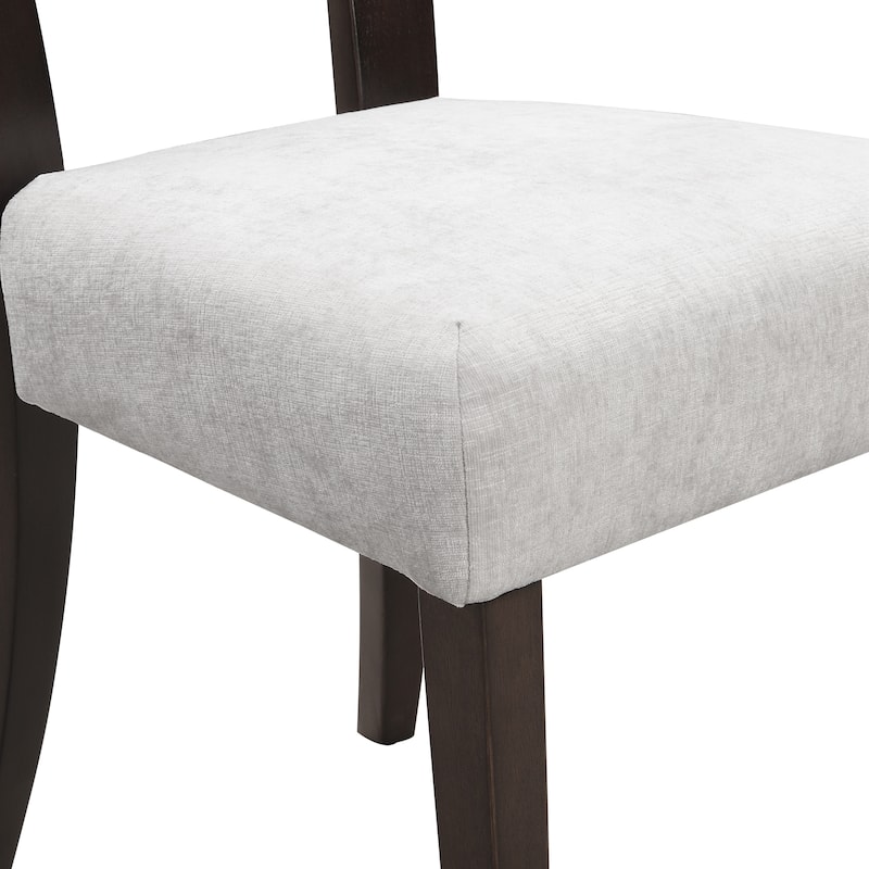Roomfitters Upholstered Kitchen Side Chair Set of 2, Solid Rubber Wood Legs, Comfortable Beige Seating