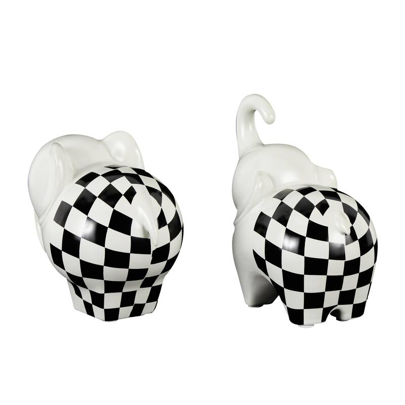 The Novogratz Gold, Silver, Black, White or Multi Colored Porcelain Ceramic Elephant Decorative Sculpture (Set of 2)